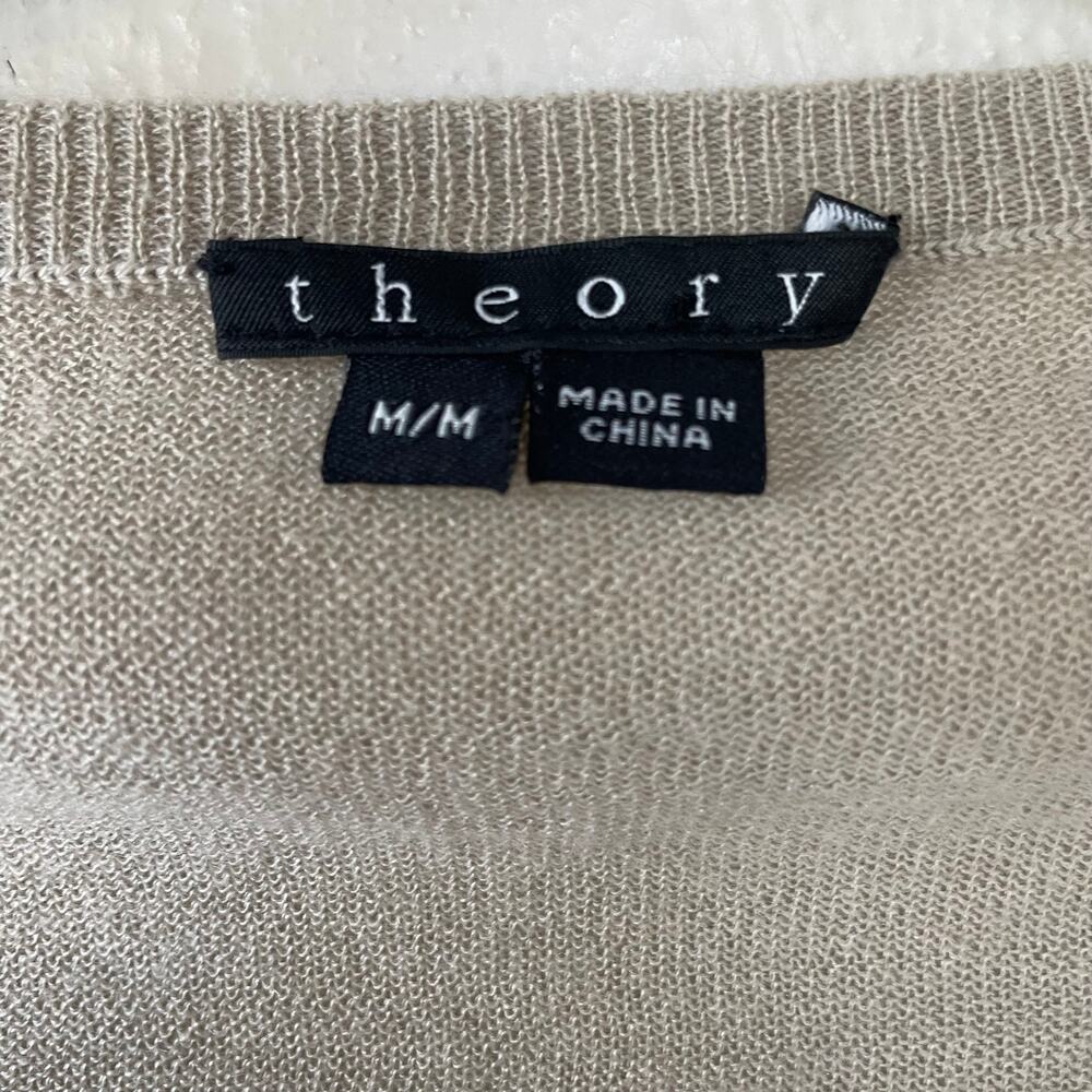 Theory Beige 100% Cashmere V Neck Sweater size M - Picture 2 of 9